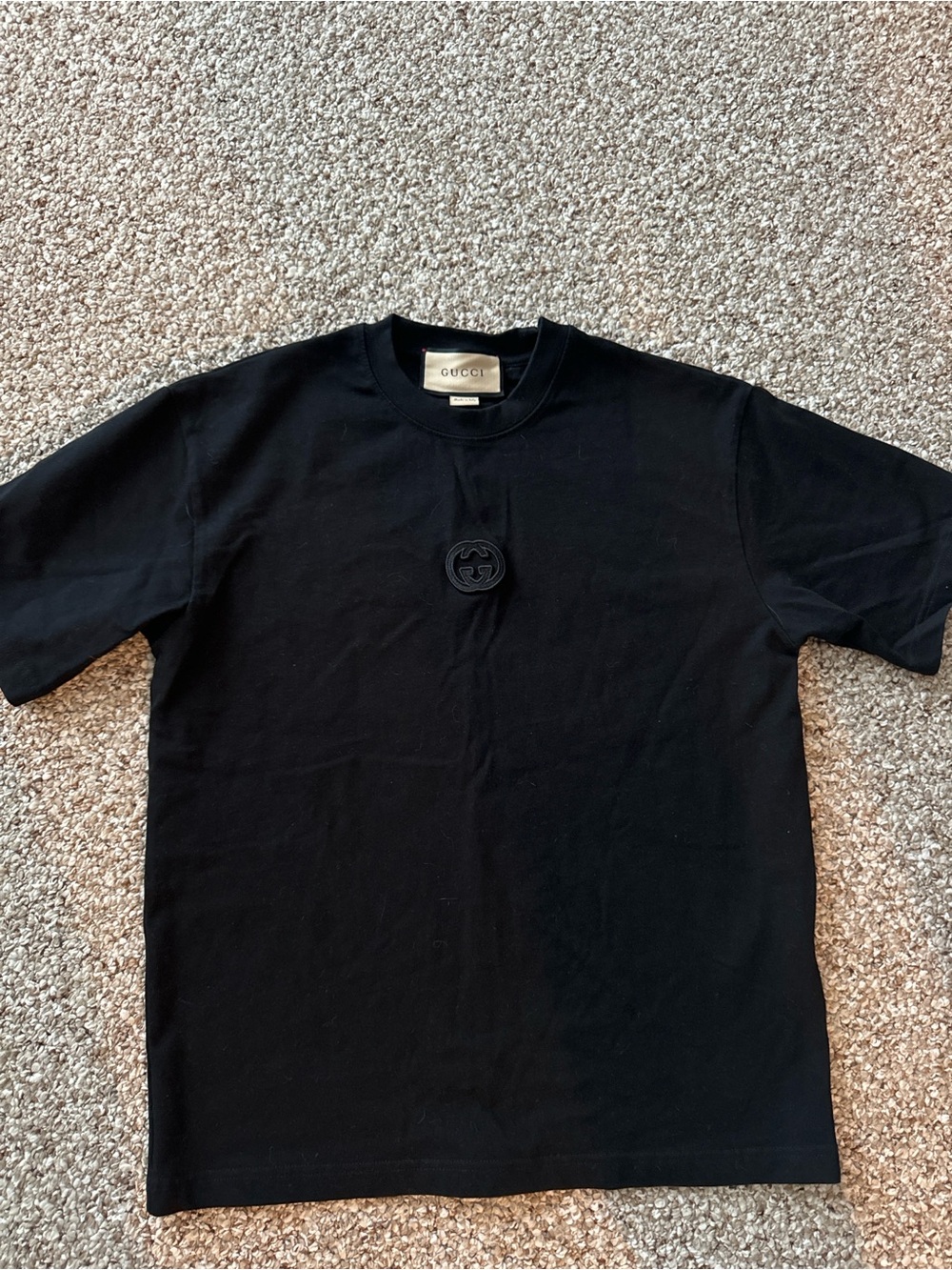 Gucci Black Cotton Jersey T-Shirt with Subtle Embroidered Logo